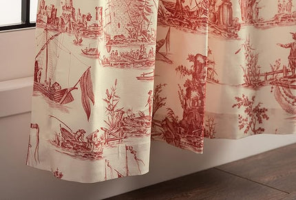 Maison d' Hermine Curtains for Living Room 100% Cotton 108 inch Length One Panel Light Filtering Toile Curtains for Bedroom Windows with Rod and Loop Pockets Drapes (Calais Cardinal, 50" W x 108" L)