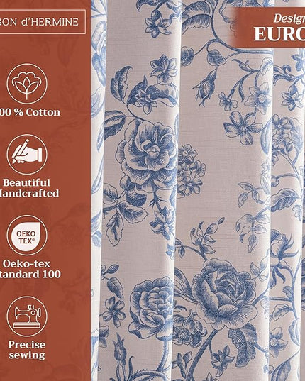 Maison d'Hermine Curtains for Living Room 100% Cotton 96 inch Length Two Panels Window Curtains for Bedroom with Loop & Rod Pockets - Roy, 50" W x 96" L