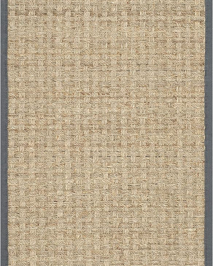 SAFAVIEH Area Rug 2x3 - Natural Fiber Collection - Natural & Dark Grey, Seagrass, Basketweave Pattern with Border (NF114Q)