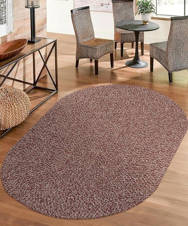 Seasons SE75 Summer Red 8' x 11' Oval - Braided Area Rug, Home Decor, Floor Mat or Bedroom Rug - Easy Care, Ideal for High Traffic Areas in Hallway and Living Room - Made in USA