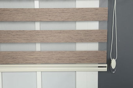 Shadesu Custom Size Zebra Blinds for Windows, 65" W x 72 H, Brown, Dual Layer Free-Stop Zebra Shades, Light Control for Day and Night, Sheer Blinds for Indoor Windows, Bedroom, Kitchen