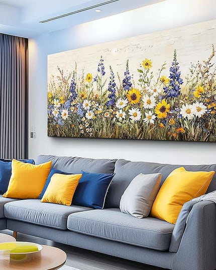 ERQINHUA Farmhouse Wall Art For Living Room Canvas Wall Decor For Bedroom Office Dining Room Decor Boho Printing Paintings Flowers Watercolour Wall Pictures Ready To Hang Family Home Decor 20"X40"