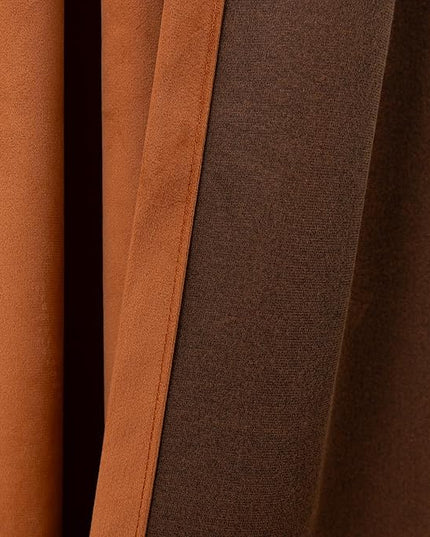 KOUFALL Rustic Autumn Velvet Black Out Curtains 96 Inch Long 2 Panel Set for Sliding Glass Doors,Blackout Pleated 8FT Length Floor to Ceiling Track Curtains with Hooks Mount System