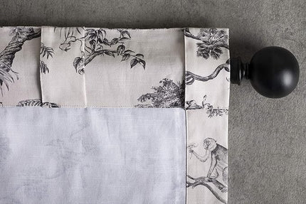 Maison d' Hermine Curtains for Living Room 100% Cotton 96 inch Length One Panel Light Filtering Toile Curtains for Bedroom Windows with Rod and Loop Pockets Drapes (Bonobo Grey, 50" W x 96" L)