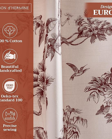 Maison d' Hermine Curtains for Living Room 100% Cotton 84 inch Length Two Panels Light Filtering Toile Curtains for Bedroom Windows with Rod and Loop Pockets Drapes (Bonobo Brown, 50" W x 84" L)