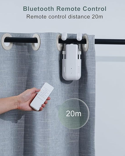 Automatic Curtain Opener Electric: Smart Remote Control Closer｜Long-Lasting Battery/Type-C｜No Drill for 8-40mm Roman Rods/T-Tracks & U-Rails｜Quiet Motor Robot for Bedroom/living room