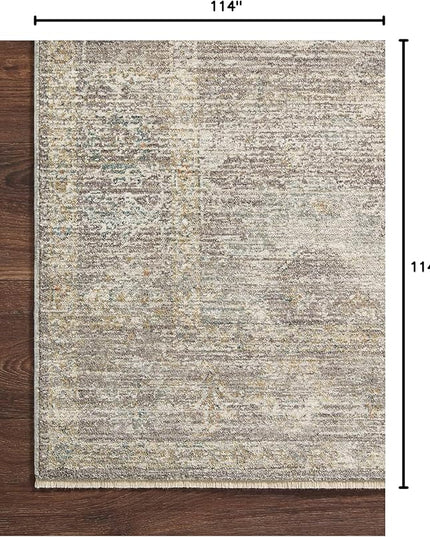 Loloi Magnolia Home by Joanna Gaines Millie Collection MIE-05 Stone/Natural 9'-6" x 9'-6", .25" Pile Height, Round Area Rug