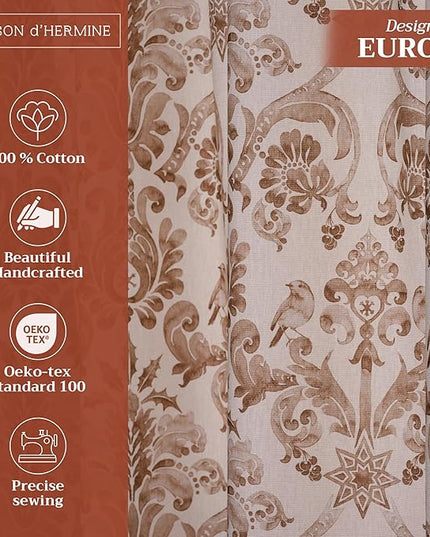 Maison d' Hermine Curtains for Living Room 100% Cotton 124 inch Length One Panel Light Filtering Curtains for Bedroom Windows with Rod and Loop Pockets Drapes (Allure, 50" W x 124" L)