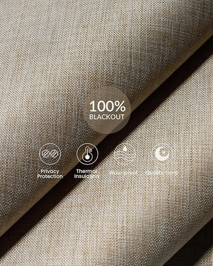 Boolegon Motorized Roller Blinds with Remote Control, Blackout Linen Fabric-Matched Automatic Roller Shades for Windows, Rechargeable Electric Window Shades for Home, Office, Beige, Custom Now