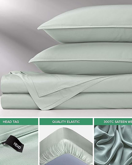 King Sheets by Pure Bamboo, Genuine 100% Organic Viscose Derived from Bamboo Bed Sheet Set, Luxuriously Soft & Cooling, Double Stitching, 2 Year Quality Promise (King, Sea Glass)