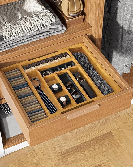 Pipishell Bamboo Silverware Organizer, Expandable Cutlery Tray, Utensil Drawer Organizer in Kitchen for Spoons Forks Knives, Multipurpose Use, Natural, Large