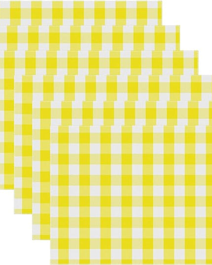 Urban VillaPlacemats for Dining Table 100% Cotton Placemats 14''x20'' Over Sized Tablemats Set of 6 Placemats Yellow/White Buffalo Check Tablemats for Family Dinners Wedding PartiesPlacemats