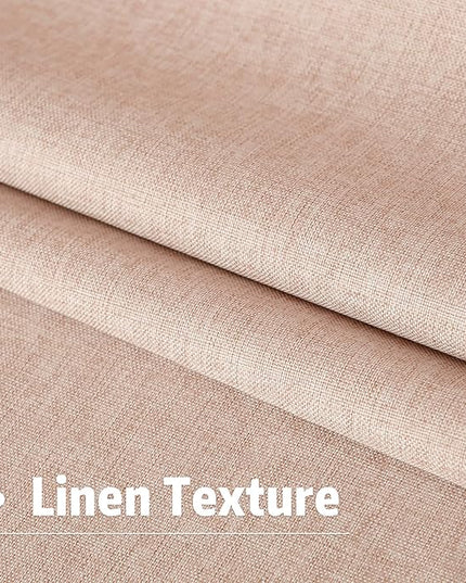DUALIFE Faux Linen Blackout Baby Pink Curtains 80 Inch Long,Farmhouse Back Tab Rod Pocket Curtains Room Darkening Thermal Insulated Drapes for Bedroom Living Room,W50 x L80,2 Panels