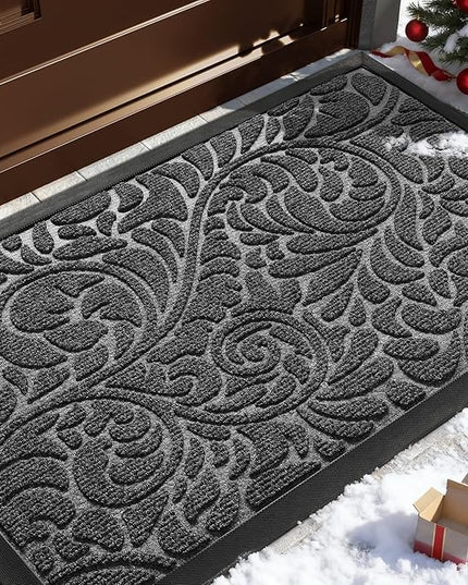 Yimobra Large Door Mat Outside Entrance 36x24, Waterproof Sturdy Outdoor Mats for Front Door, Heavy Duty Non-Slip Doormat for Garage Patio Entryway Indoor, Easy Clean, Grey