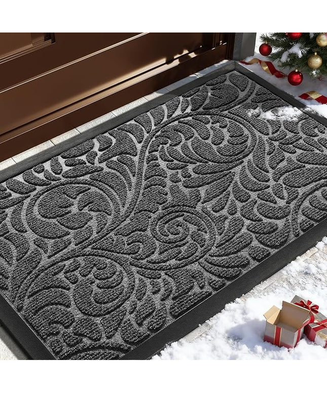 Yimobra Large Door Mat Outside Entrance 36x24, Waterproof Sturdy Outdoor Mats for Front Door, Heavy Duty Non-Slip Doormat for Garage Patio Entryway Indoor, Easy Clean, Grey