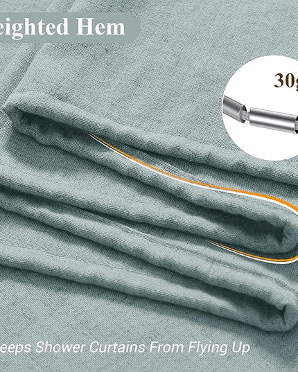 Naturoom Blue Linen Shower Curtain, Cloth Textured Fabric Shower Curtain Set with Hooks, Simple Elegant Modern Farmhouse Country Ultra Thick Bath Curtains for Bathroom,Water Repellent,72x84