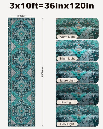 Ciicool 3x10ft Hallway Non Slip Rug, Washable Runner Rug Soft Pet Friendly Indoor Floor Long Carpet Low Pile Rug for Bathroom Kitchen Living Room Bedside Entryway