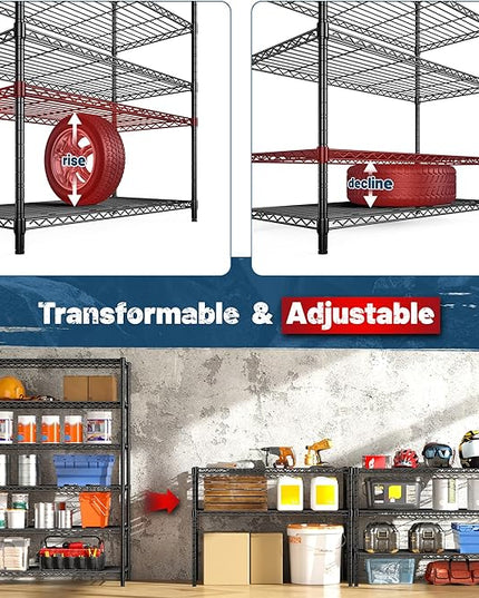 6Tier Metal Shelving Unit Storage Shelves. 1200LBS Wire Shelving Rack Heavy Duty, 75H Adjustable Pantry Shelves, Metal Shelf for Garage Shelving, Closet Shelves,Kitchen, 75" Hx 36" Wx 18" D
