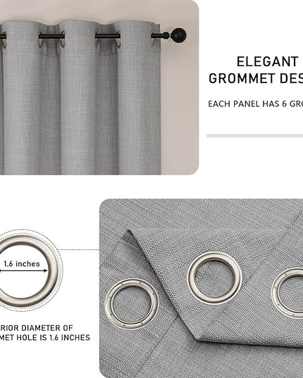 Chyhomenyc Light Grey Curtains 96 Inch Length 2 Panels, Light Filtering Faux Linen Textured Soft Airy Curtains for Living Room, Thick Farmhouse Grommet Bedroom Drapes, 50Wx96L Inch, 2PCS