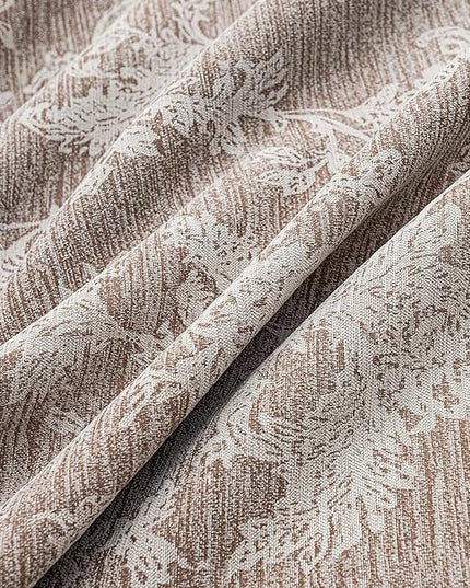 FMFUNCTEX Rust Brown Floral Jacquard Blackout Curtains 96 Inches Long for Bedroom, Scroll Flower Chenille Farmhouse Curtains for Living Room Darkening Thermal Insulated Grommet Window Drapes 2 Panels