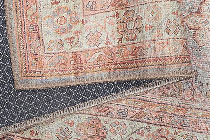 GLN Rugs Traditional Collection - Machine Washable Area Rug, Traditional Washable, Non Slip, Low Pile Chenille Rug, Living Room, Bedroom, Kitchen Rug (2'6"x10' Multicolor)