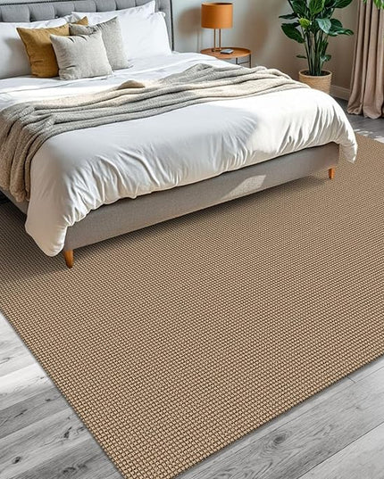 KOZYFLY Washable Area Rug 6x9 ft Rubber Backed Non Slip Rugs for Living Room Braided Cotton Bedroom Rug Woven Office Rugs Indoor Floor Carpets for Dining Bedroom Living Room, Tan/Orange/Brown