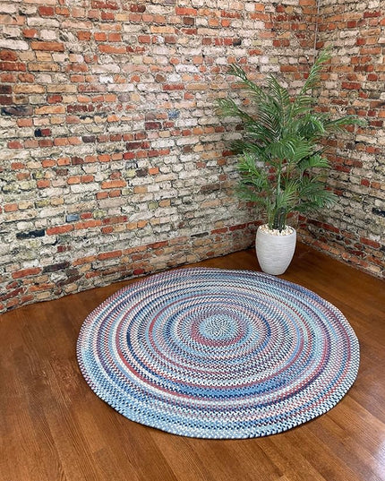 Capel American Heritage Barn Blue 7' 0" Round Braided Rug