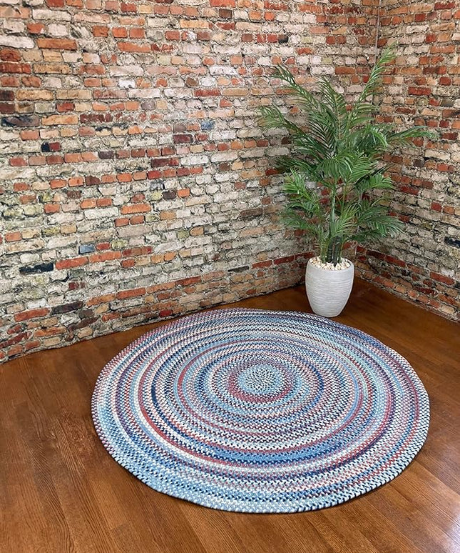 Capel American Heritage Barn Blue 0' 36" Round Braided Rug