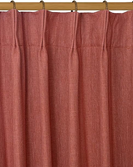 YZ HOME Terracotta Linen 100% Blackout Pinch Pleated Curtains 108 Inches Long 2 Pages for Living Room Back Tab Thermal Insulated Black Out Drapes Living Room High Ceiling Length 9 Ft
