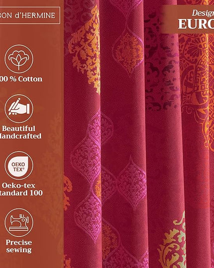 Maison d' Hermine Curtains for Living Room 100% Cotton 108 inch Length One Panel Light Filtering Curtains for Bedroom Windows with Rod and Loop Pockets Drapes (Versailles, 50" W x 108" L)