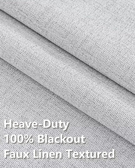 100% Blackout Curtains 84 inch Length 1 Panel Faux Linen Long Drapes for Bedroom Living Room Black Out Room Darkening Curtain Thermal Insulated Back Tab Rod Pocket(W100 x L84, Light Off-White)