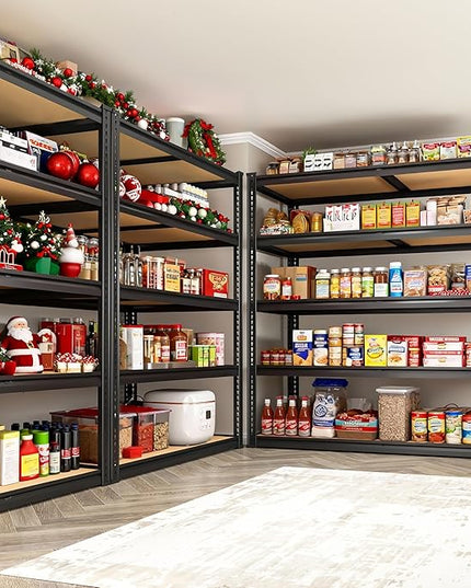 40" W Garage Shelving 2250LBS Storage Shelves Adjustable Metal Shelving 5 Tier Garage Utility Rack Shelf for Warehouse, Pantry, Closet, Kitchen 72.2" H x 40" W x 20" D, Black