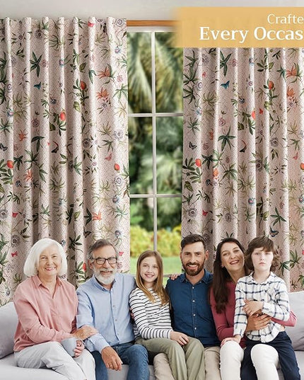 Maison d' Hermine Curtains for Living Room 100% Cotton 84 inch Length One Panel Light Filtering Curtains for Bedroom Windows with Rod and Loop Pockets Drapes (Passiflora Grenadille, 50" W x 84" L)