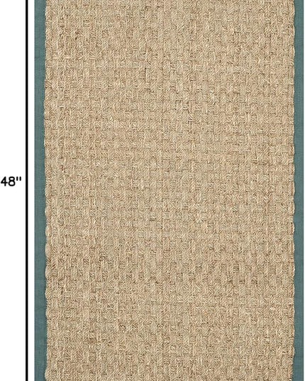 SAFAVIEH Natural Fiber Collection Area Rug - 2'6" x 4', Natural & Light Blue, Seagrass, Basketweave Pattern with Border (NF114M)