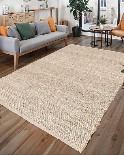 REDEARTH · Jute Cotton Area Rug - 9'x12' Rectangular Rug, Sustainable Handwoven, Non-Shedding, Soft & Durable – Reversible, Neutral Tones for Home Décor in Living Room, Dining Room, Bedroom
