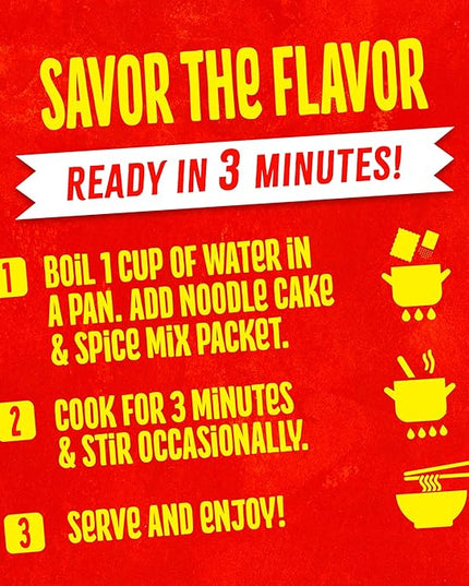 Maggi Chinese Spicy Garlic Noodles, Instant Ramen Noodles, 3 min, Vegetarian, Halal, Kosher, 4-Pack