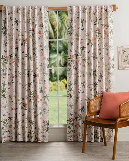 Maison d'Hermine Curtains for Living Room 100% Cotton inch Length Two Panels Light Filtering Curtains for Bedroom Windows with Rod and Loop Pockets Drapes (Passiflora - Grenadille, 50" W x 108" L)