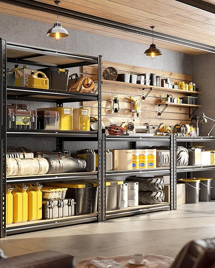 72" H Garage Shelving, 5 Tier Storage Shelves Load 2500 lbs, Adjustable Garage Shelves, Metal Shelving Unit for Warehouse, Basement, Pantry, 40" Wx 16" D x 72" H, Black