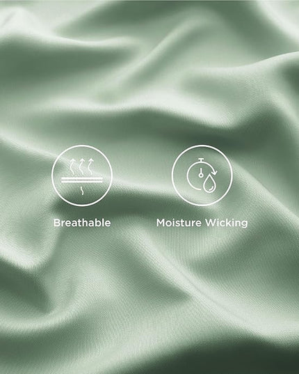 Bedsure Cooling Sheets Twin XL, Rayon Derived from Bamboo, Breathable & Soft Twin XL Sheet Sets, Deep Pocket Up to 16 Inches, Hotel Luxury Silky Dorm Bedding for Hot Sleepers, Sage Green