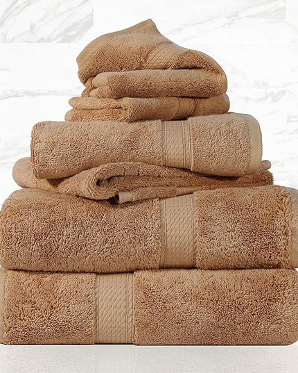 Superior Egyptian Cotton Pile 6 Piece Towel Set, Includes 2 Bath, 2 Hand, 2 Face Towels/Washcloths, Ultra Soft Luxury Towels, Thick Plush Essentials, Guest Bath, Spa, Hotel Bathroom, Rust
