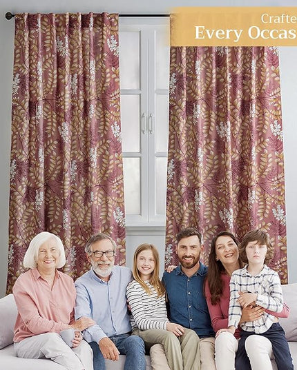 Maison d' Hermine Curtains for Living Room 100% Cotton 84 inch Length Two Panels Light Filtering Curtains for Bedroom Windows with Rod and Loop Pockets Drapes (Feuillage Cameo Brown, 50" W x 84" L)