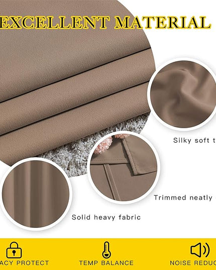 NICETOWN Cappuccino Blackout Bedroom Curtains 96 inches Long, Grommet Thermal Insulated Room Darkening Window Treatments Sound Reducing for Living Room, W46 x L96, 2 Panels