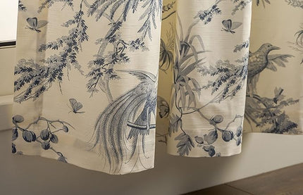 Maison d' Hermine Curtains for Living Room 100% Cotton 96 inch Length Two Panels Light Filtering Toile Curtains for Bedroom Windows with Rod and Loop Pockets Drapes (Paradise Delft, 50" W x 96" L)