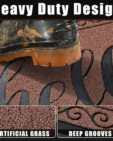 Yimobra Welcome Mats for Front Door 29.5x17, Heavy Duty Waterproof Outdoor Door Mat Outside Entrance, Non-Slip Low Profile Indoor Entryway Mat for Garage Patio, Maroon