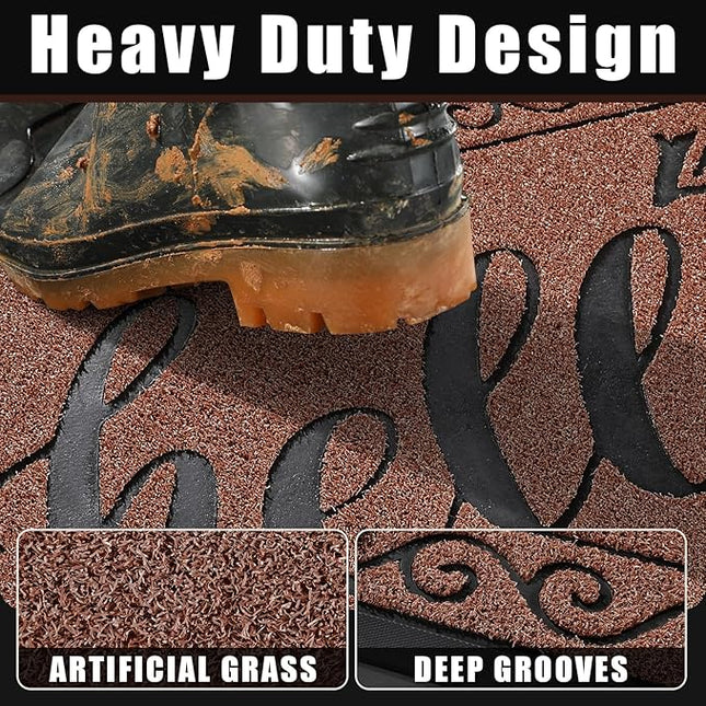 Yimobra Welcome Mats for Front Door 29.5x17, Heavy Duty Waterproof Outdoor Door Mat Outside Entrance, Non-Slip Low Profile Indoor Entryway Mat for Garage Patio, Maroon