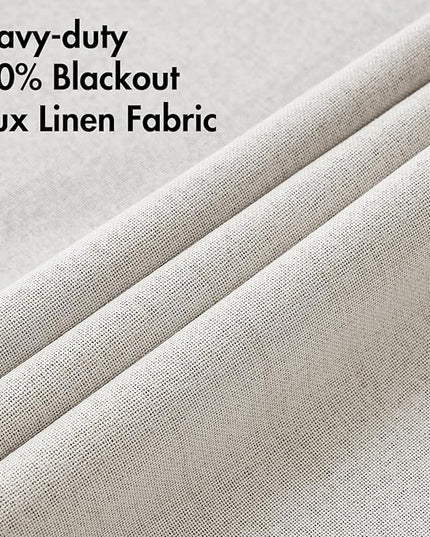 MIULEE Linen Textured Curtains Solid 100% Blackout for Bedroom Thermal Insulated Cream White Grommet Room Darkening Curtains & Drapes Luxury Decor for Living Room Nursery 52 x 72 Inch (2 Panels)