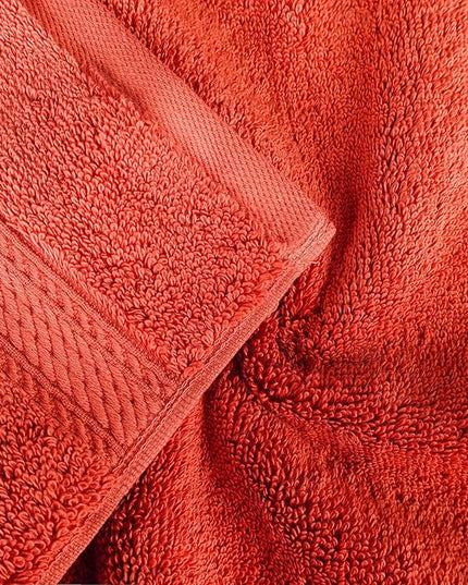 Superior Egyptian Cotton Pile Bath Towel Set of 4, Ultra Soft Luxury Towels, Thick Plush Essentials, Absorbent Heavyweight, Guest Bath, Hotel, Spa, Home Bathroom, Shower Basics, Coral