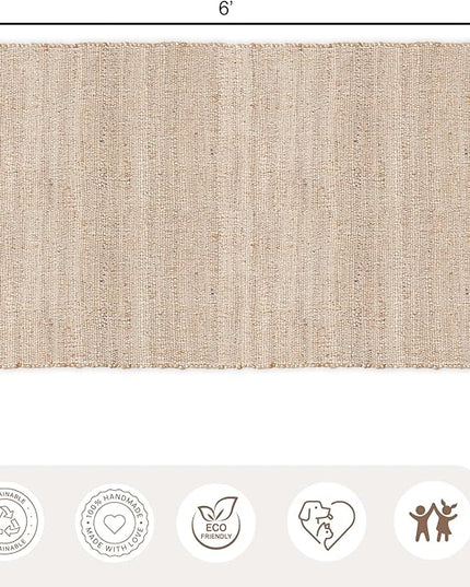 REDEARTH · Jute Cotton Area Rug - 4'x6' Rectangular Rug, Sustainable Handwoven, Non-Shedding, Soft & Durable – Reversible, Neutral Tones for Home Décor in Living Room, Dining Room, Bedroom, Set of 2