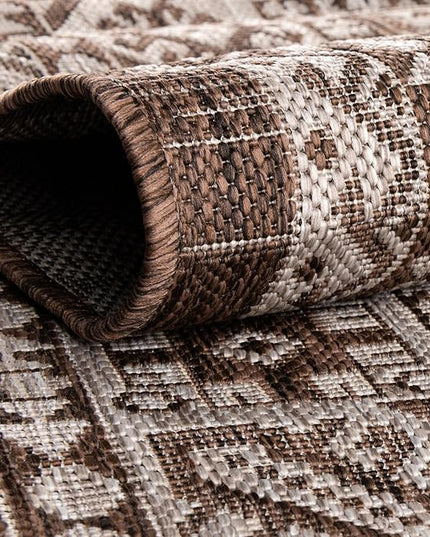 Rugs.com Outdoor Aztec Collection Rug – 2' x 3' Brown Flatweave Rug Perfect for Living Rooms, Large Dining Rooms, Open Floorplans