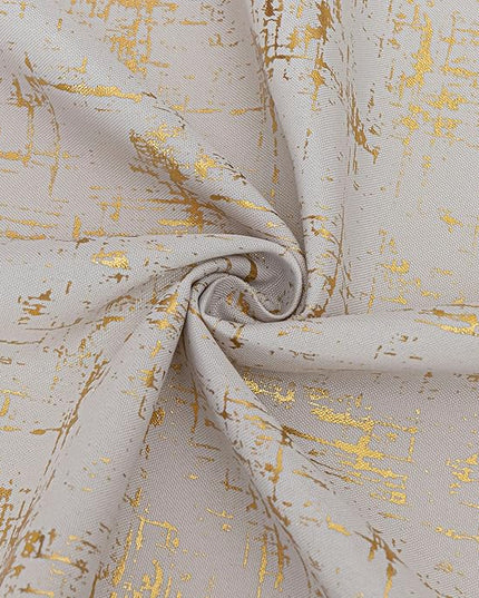 Taisier Home Gold Foil Print Linen Textured Curtains - Geometric Dots Pattern Design for Bedroom & Living Room - Thermal Insulated Window Treatment, 2 Panels, 108" L, Beige & Gold